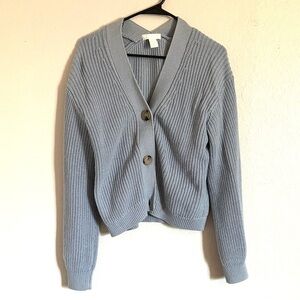 H&M Light Blue Ribbed V-Neck Cardigan - Women's Knit